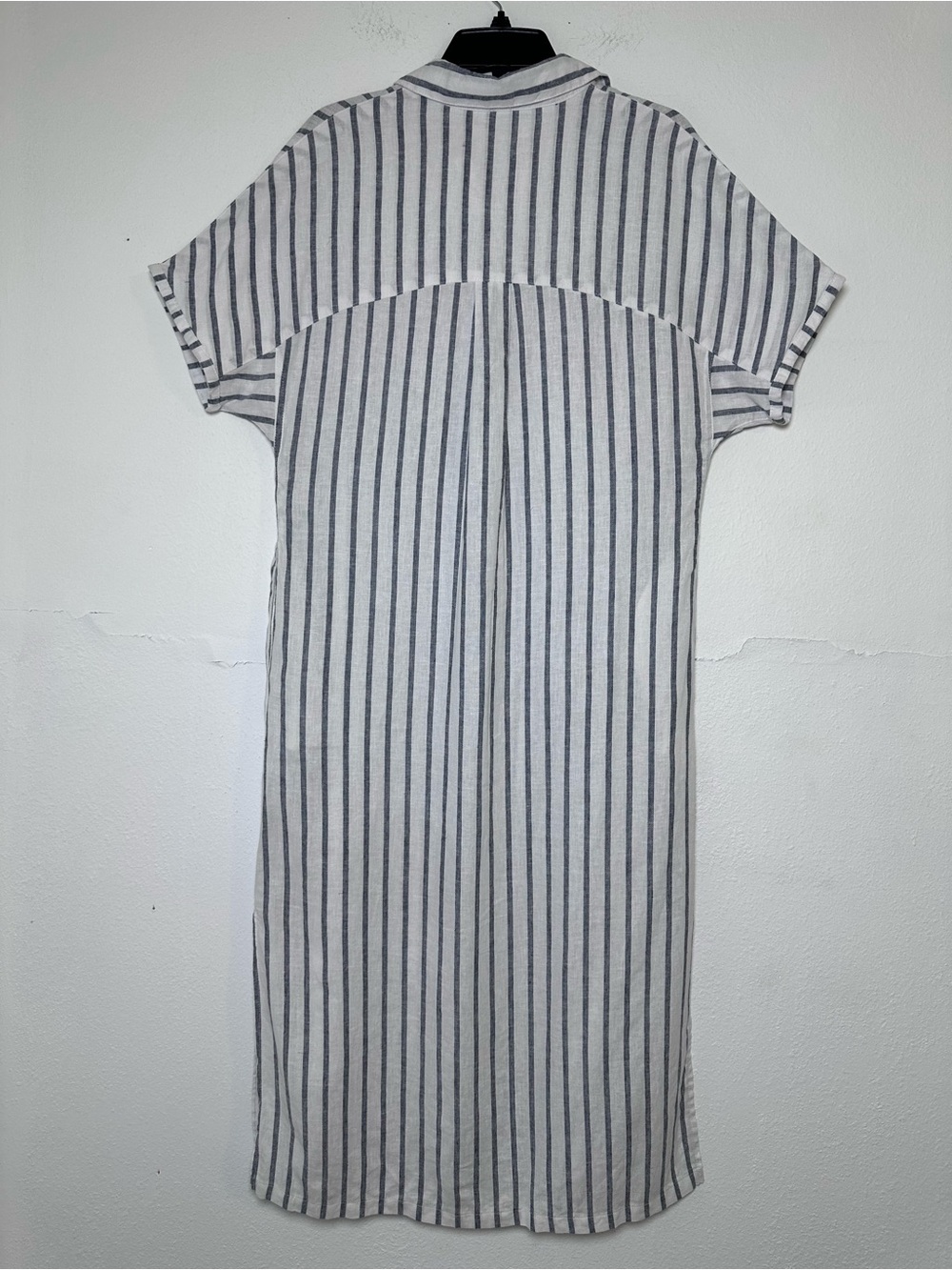 Lucky Brand White and Gray Striped Button Down Linen Blend Maxi Shirt Dress Sz M - Picture 3 of 13
